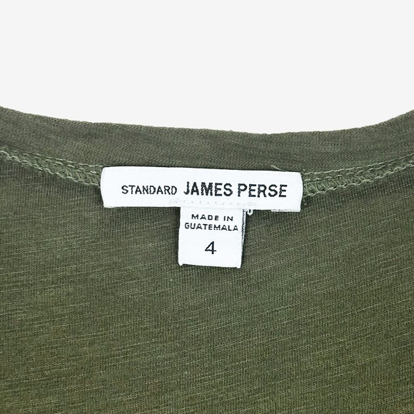 James Perse Casual T-Shirt Size XL Dark Green Slub Minimalist Layering Earthy - Picture 5 of 5